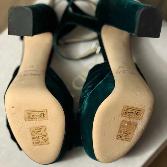 Jimmy Choo “Heloise” - Green Velvet Women's Heels - Picture 2 of 6